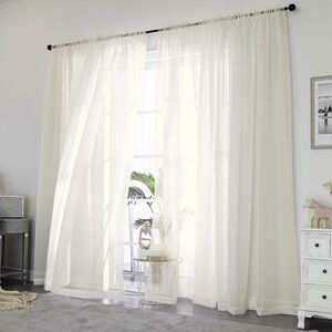 Sheer Ivory Window Curtain Panels (12 panels)
